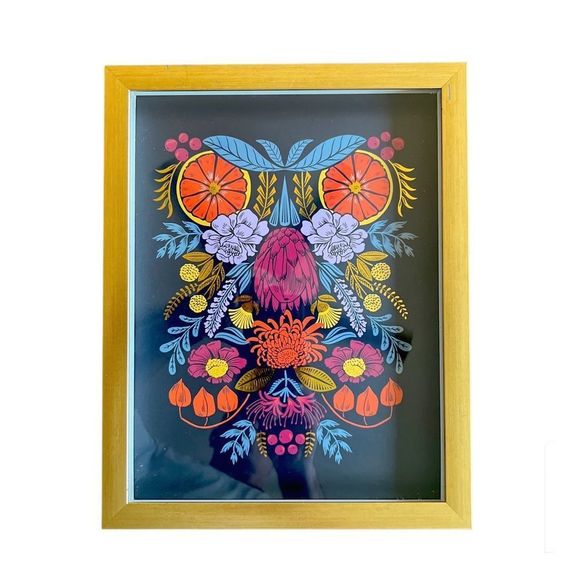 Pier One Imports Framed Artwork, “Psychedelic Forest.” Gold Frame. 14” x 11” - Picture 3 of 6